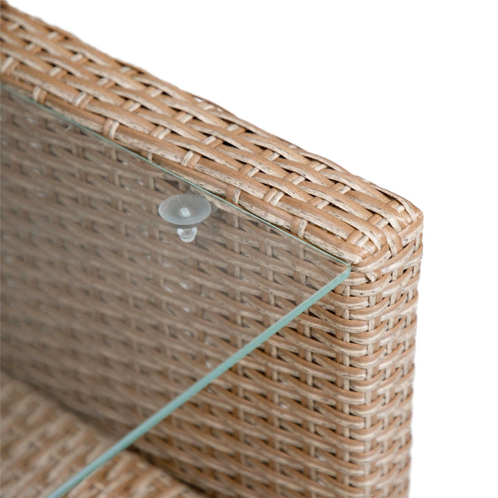 wicker glass top coffee table - Natural