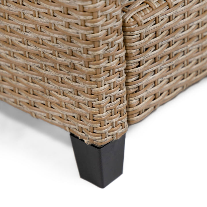 wicker coffee table glass top - Natural