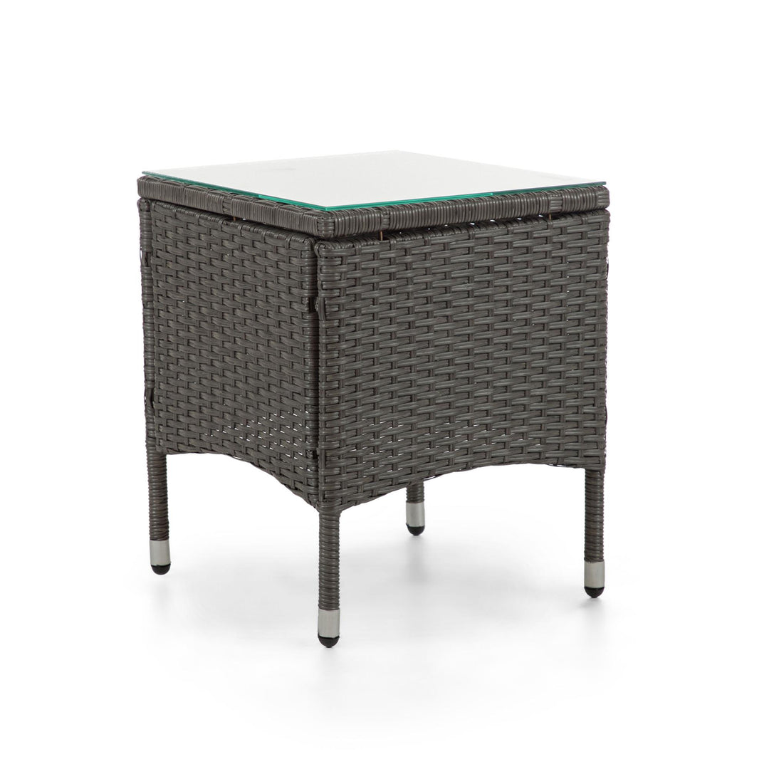patio end table with glass top - Gray