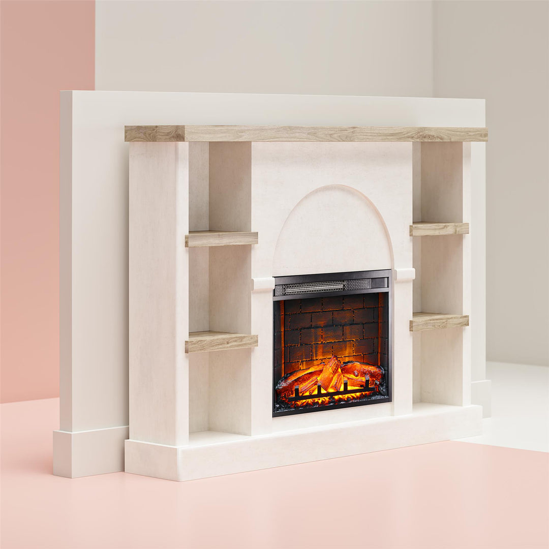 Winston Fireplace Mantel with Built-in Bookshelves - Plaster