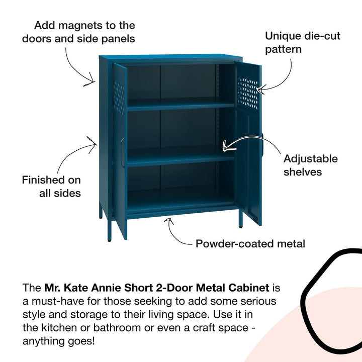 Annie Short Metal 2 Door Cabinet - Deep Ocean Blue