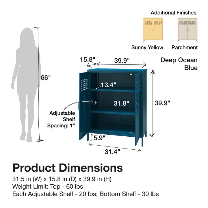 Annie Short Metal 2 Door Cabinet - Deep Ocean Blue