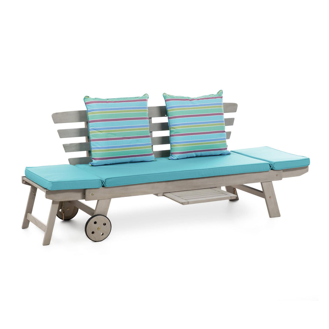 Daybed with Wheels and Adjustable Arms - Teal