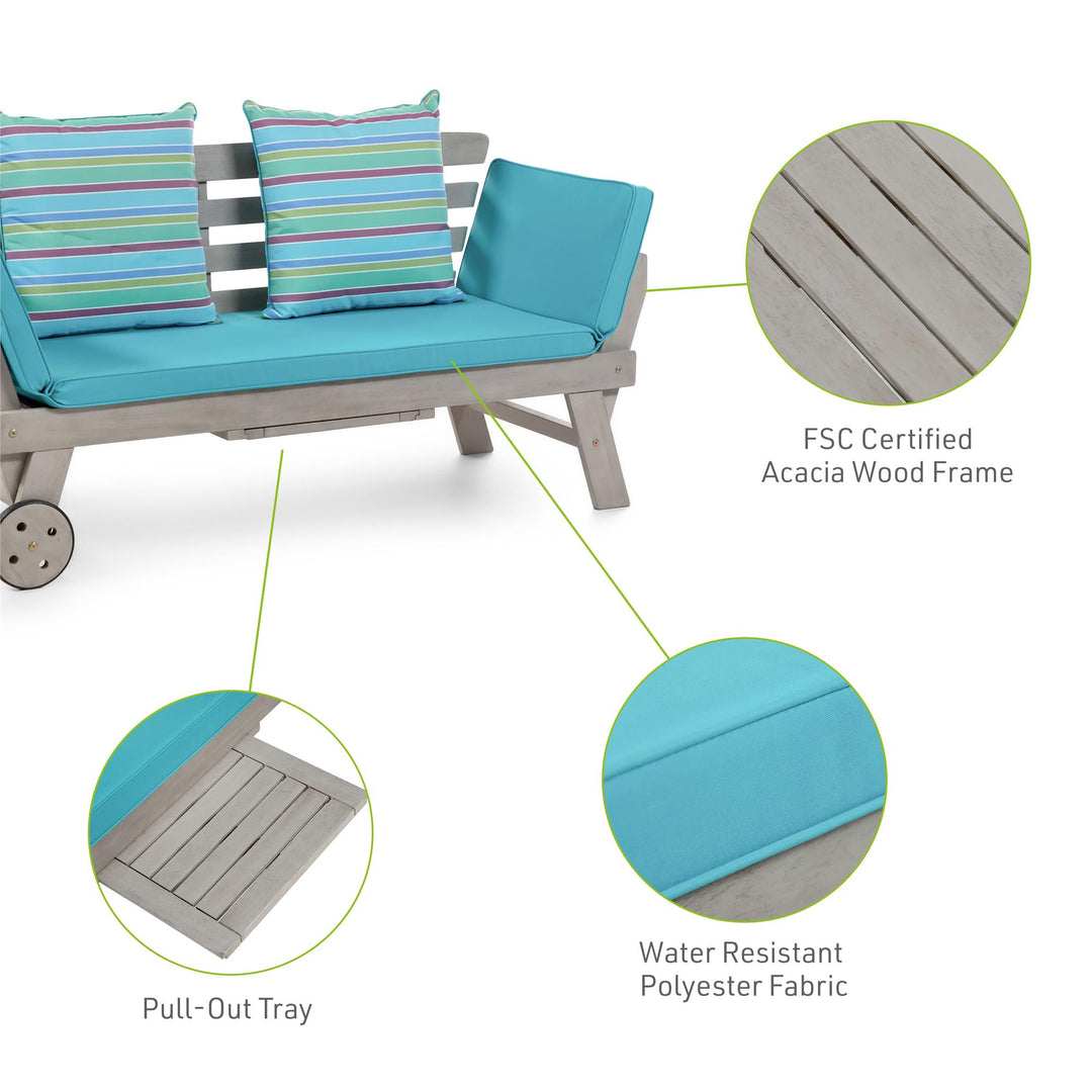 Convertible Daybed on Wheels - Teal
