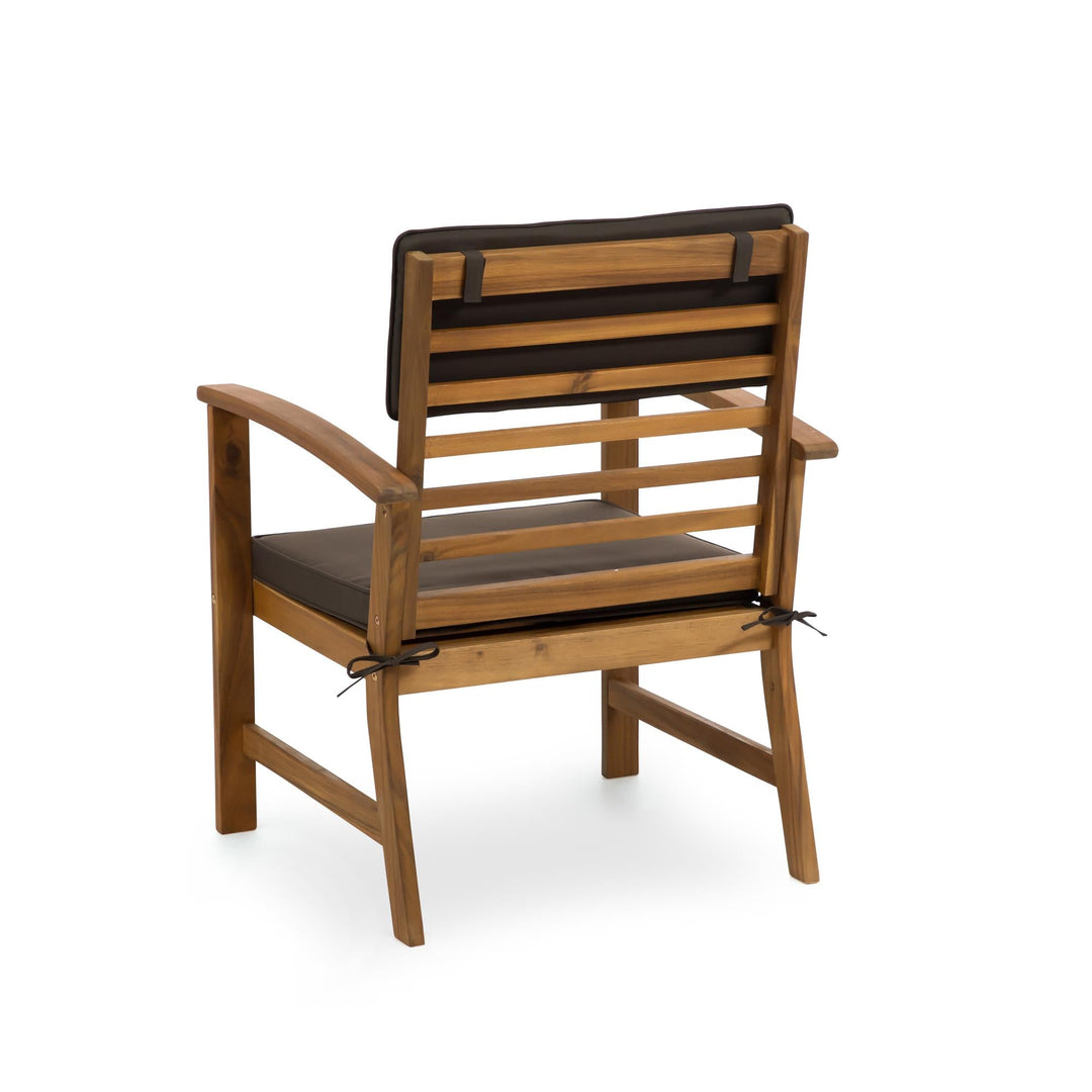 acacia wood patio conversation set - Brown