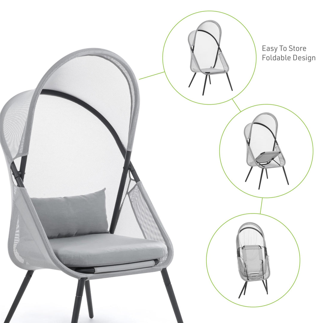 steel frame foldable chair  Set of 2 - Light Gray