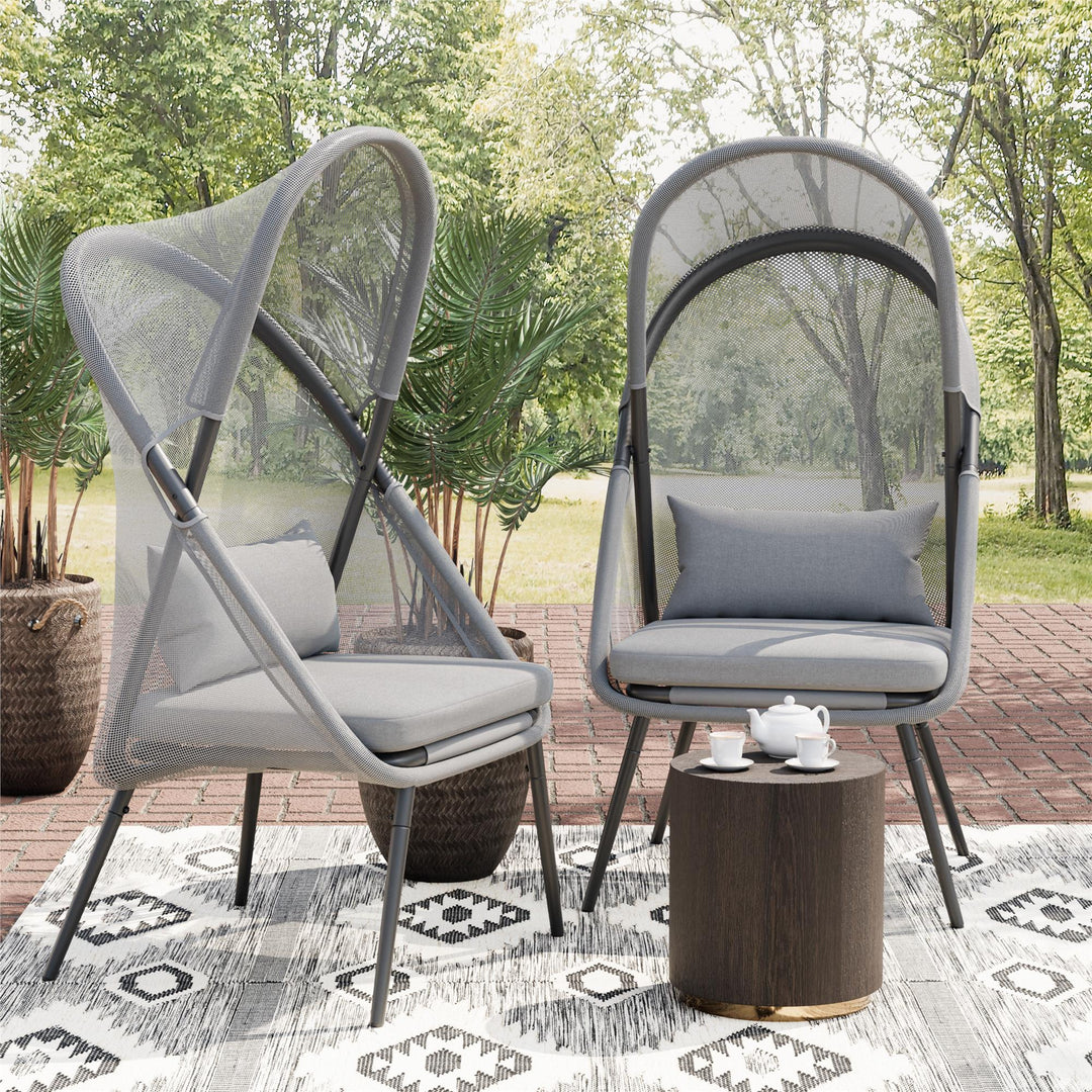 Pier Outdoor Patio Modern Foldable Chair  Set of 2 - Light Gray