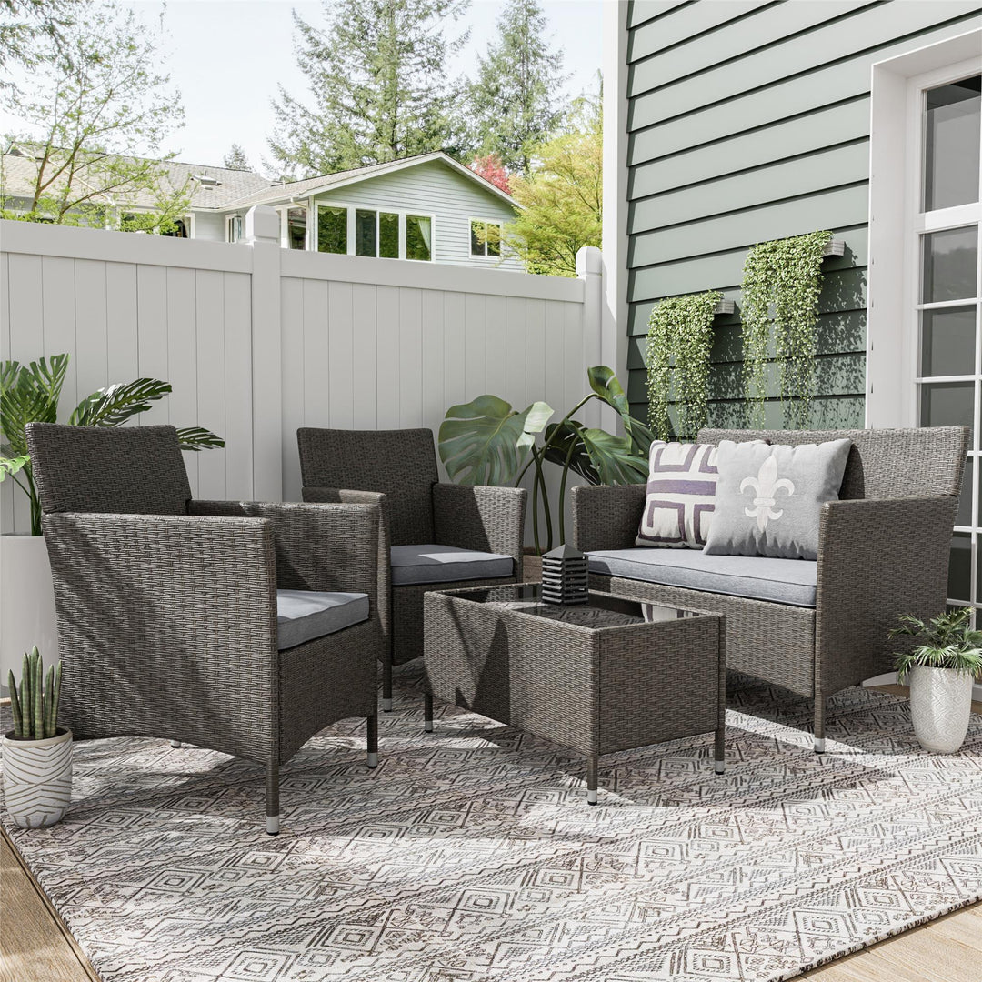 outdoor loveseat with 2 chairs and table - Gray
