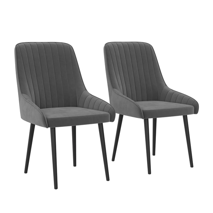Dixie Velvet Chair with Channel Back -  Gray 