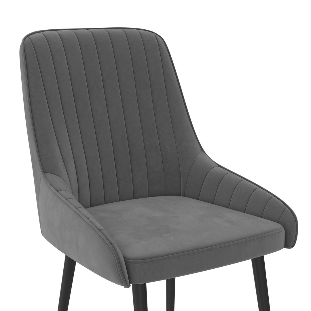 Channel tufted velvet dining chairs -  Gray 