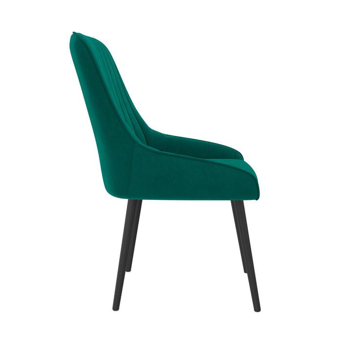 Channel tufted velvet dining chairs -  Green 
