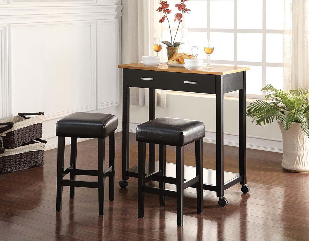 Space-saving 3 Pc counter height table set - Black