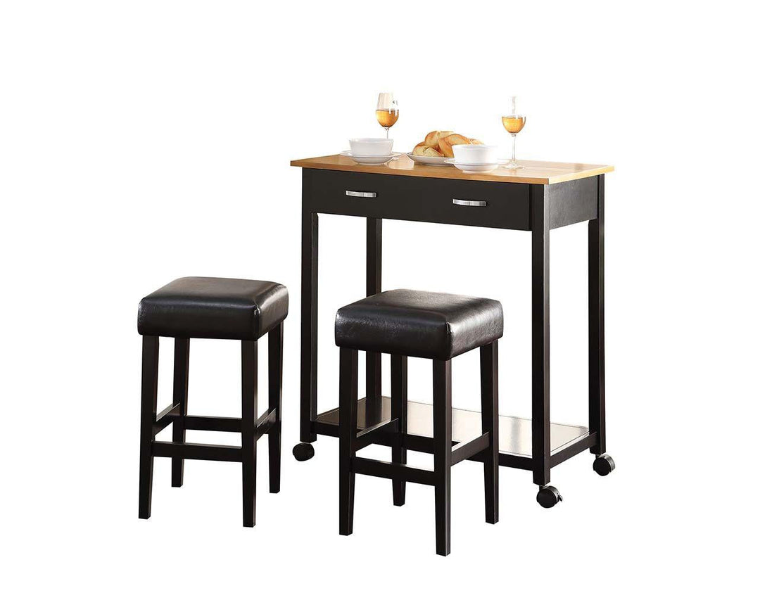 Freya 3 Piece Counter Height Table Set - Black