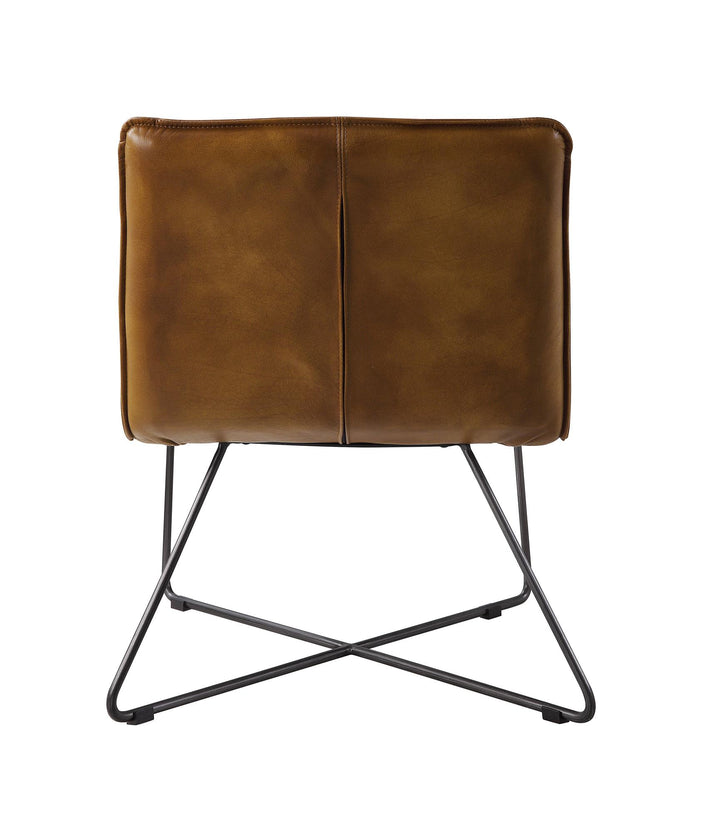 top grain leather accent chair - Brown