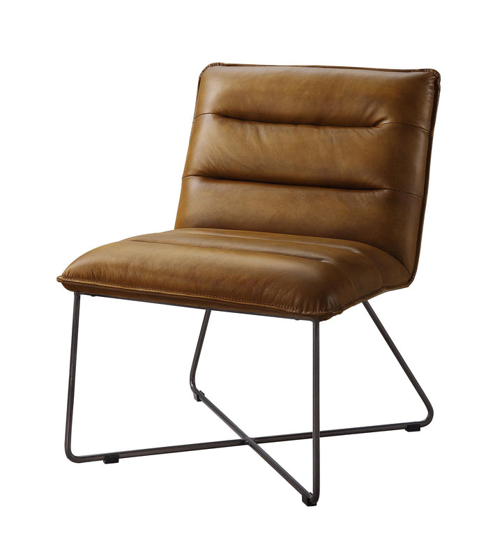 horizontal tufted armless lounge chair - Brown