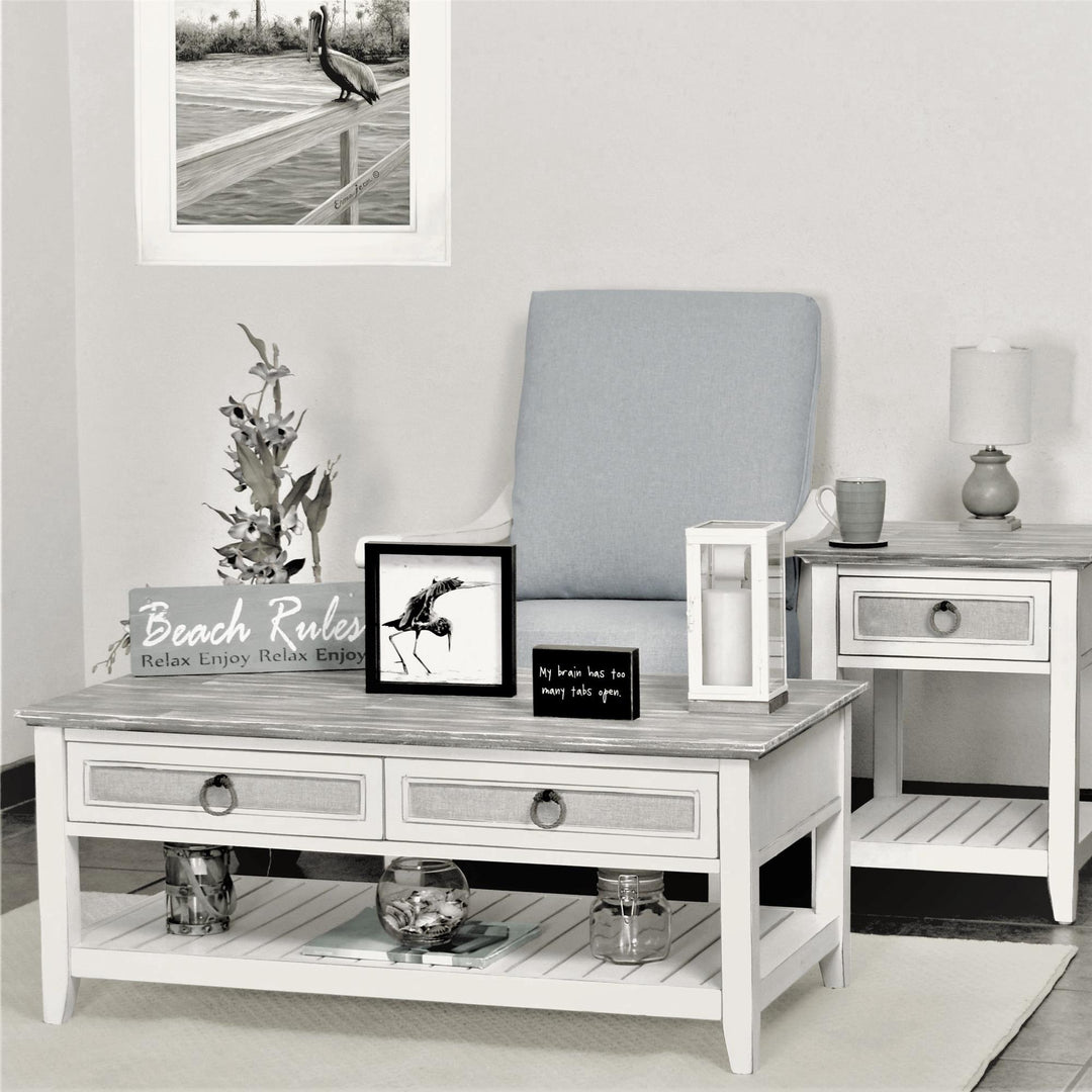 coffee table with 2 drawers - White