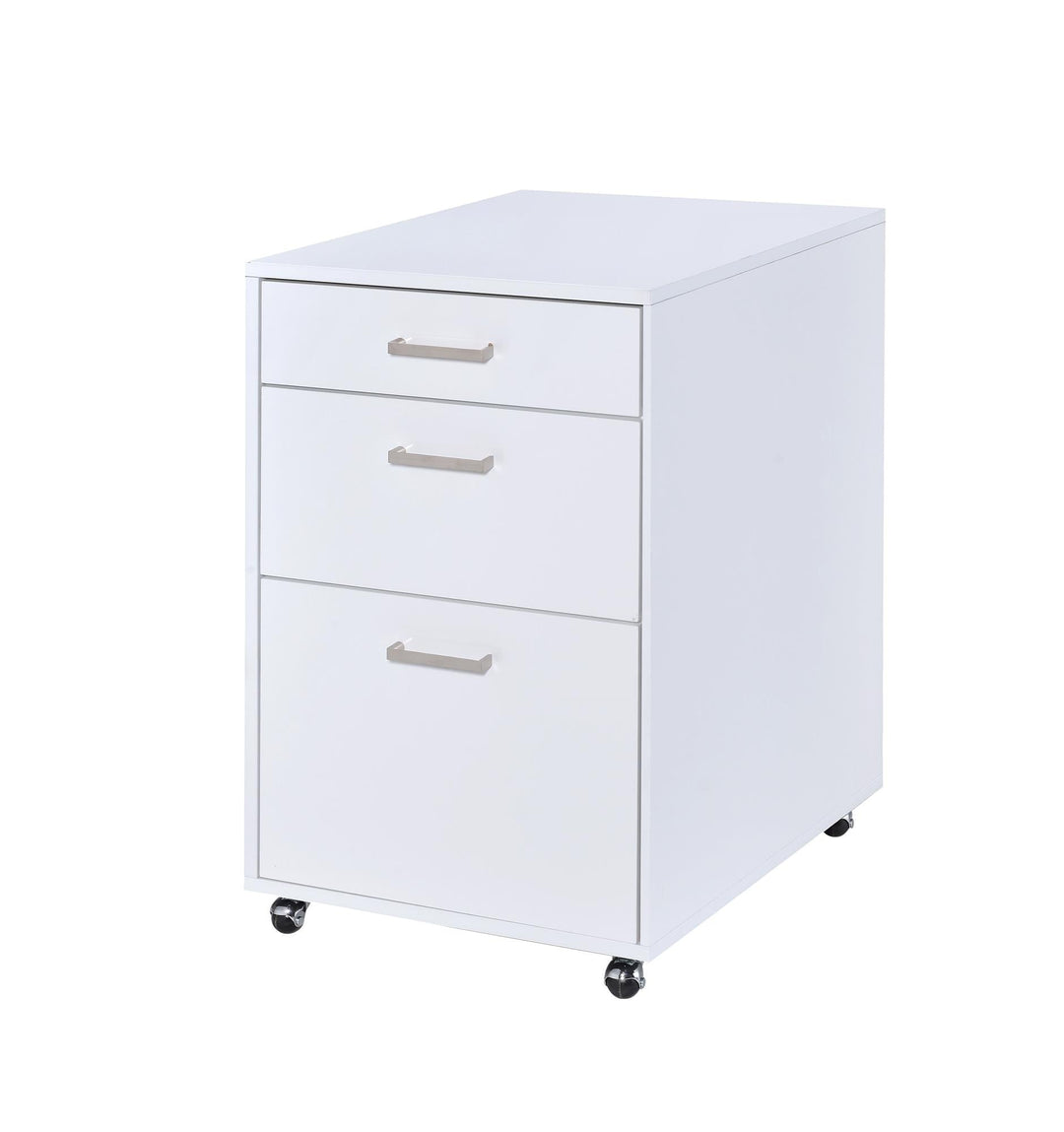 3 drawer file cabinet with caster wheels - White