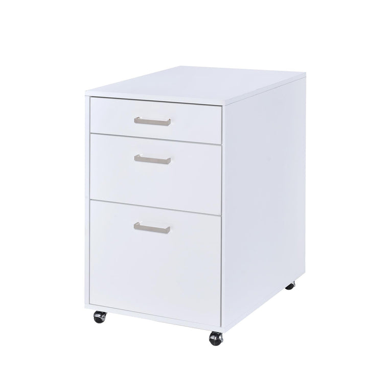 3 drawer file cabinet with caster wheels - White