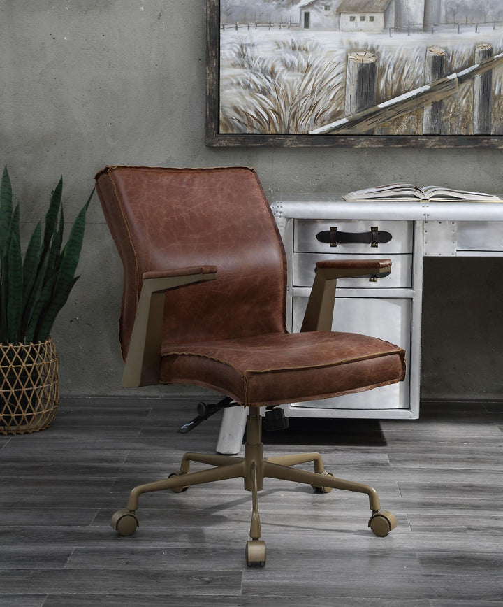 upholstered Office Chair with Swivel Seat - Espresso