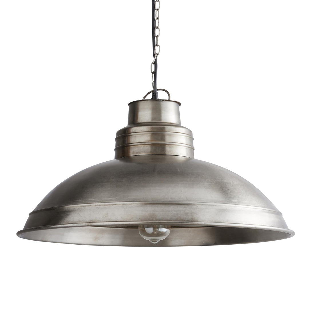Iron Silver Brushed Metal Pendant Light - Silver Grey
