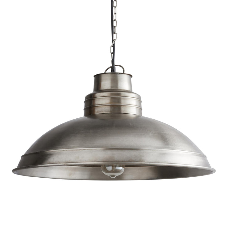 Iron Silver Brushed Metal Pendant Light - Silver Grey