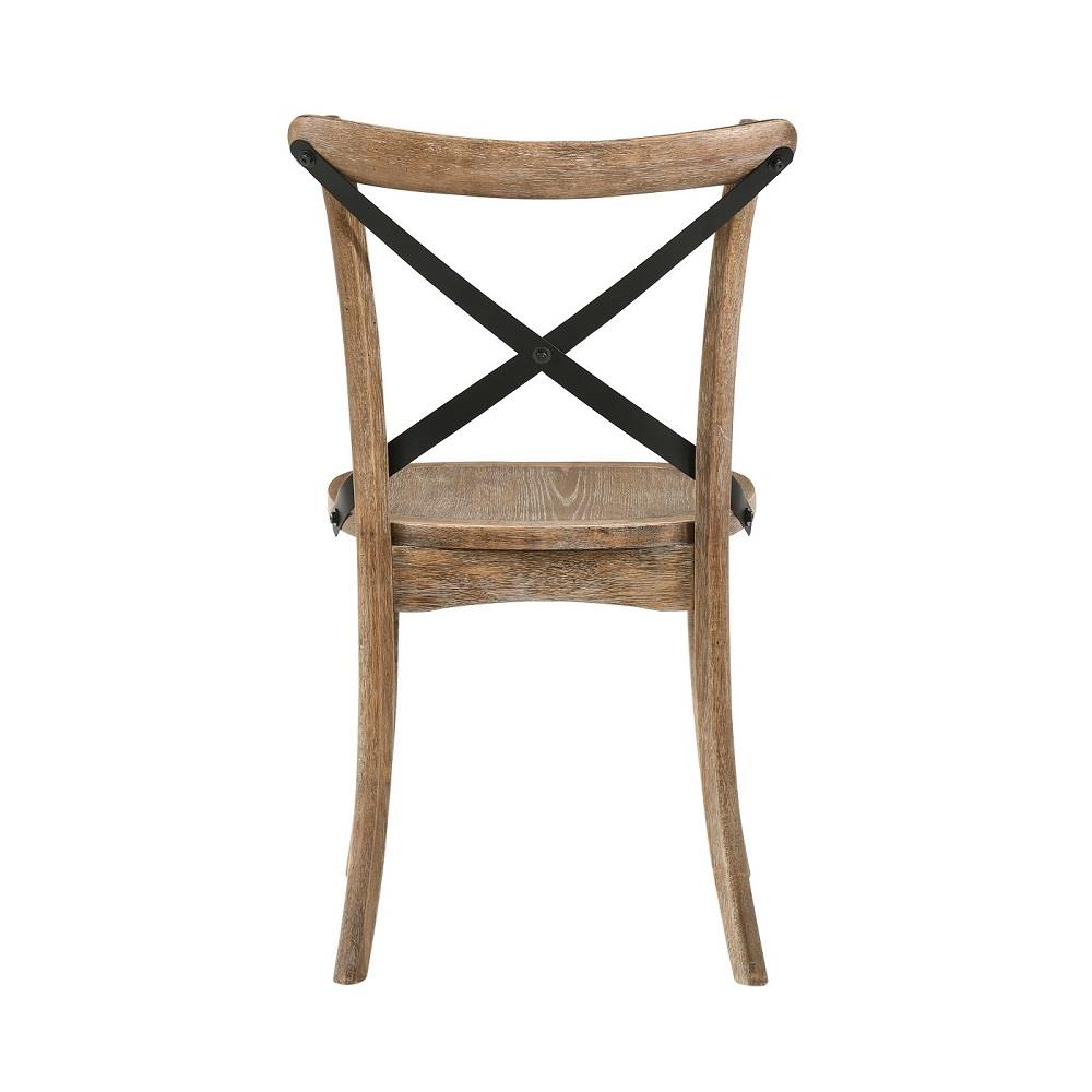 Wooden seat set of 2 armless chair - Rustic Oak