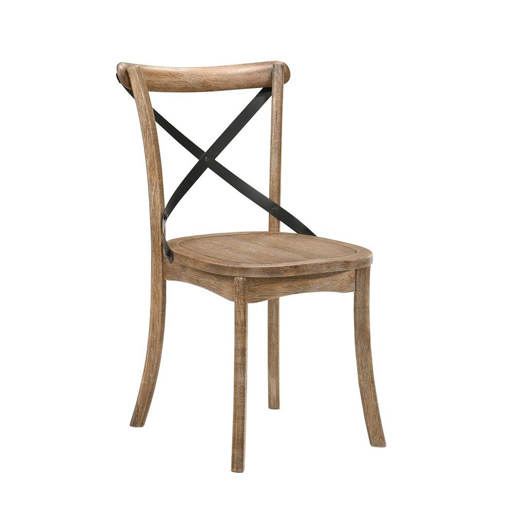 X-shape backrest armless chair - Rustic Oak