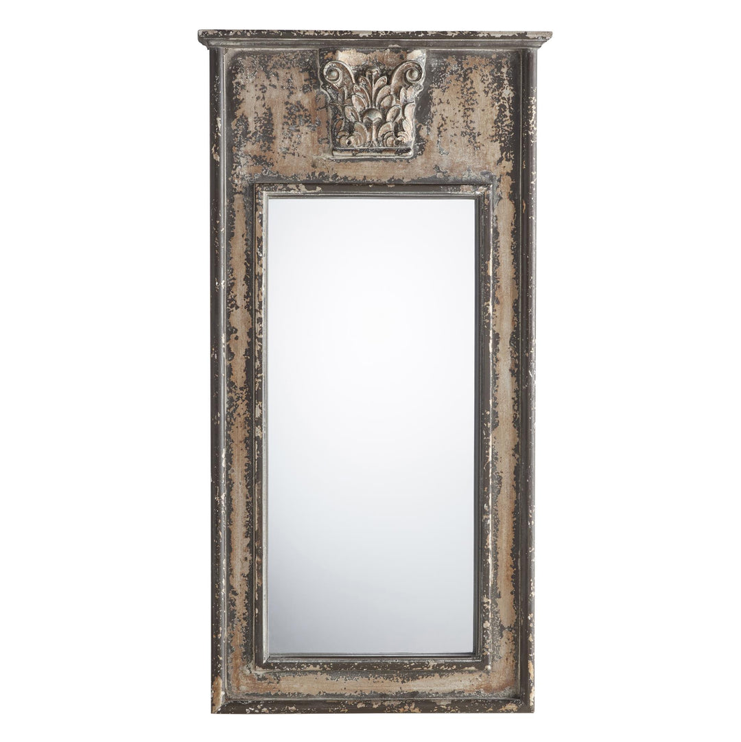 Wooden Mirror with Decorative Focal Point - Antique Copper
