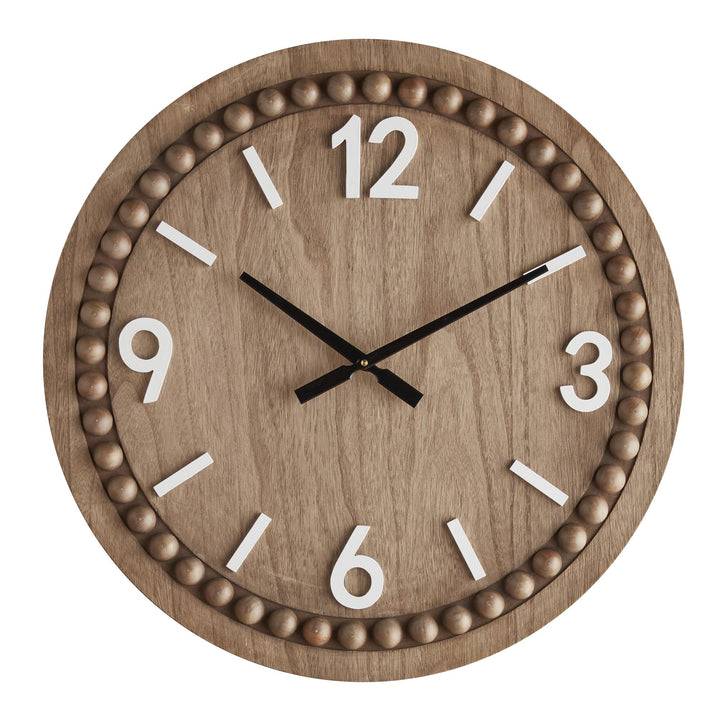 Handcrafted wall clock with  beaded - Brown Oak