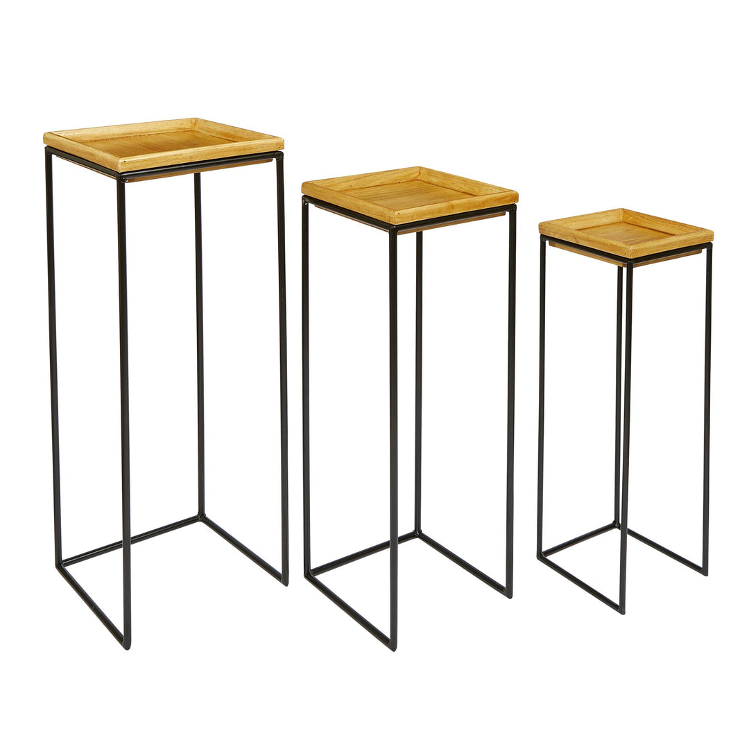 nested tables with iron base - Black