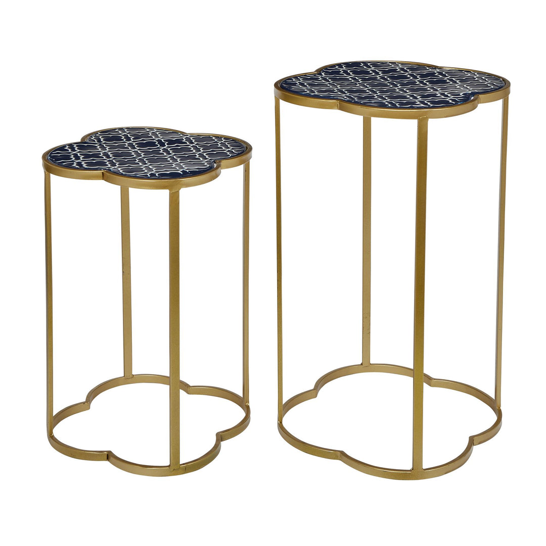 Contemporary bedside tables with gold metal base - Gold
