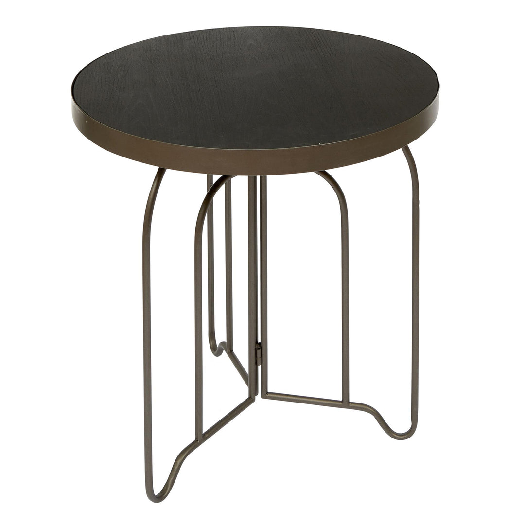 Contemporary round table with wooden top - Black
