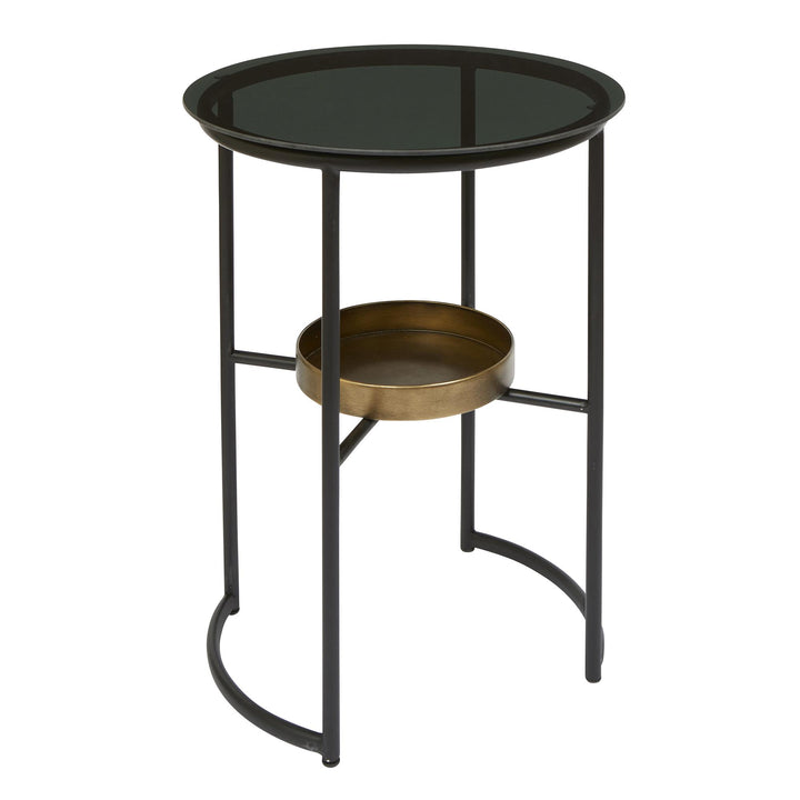 Contemporary glass and metal side table - Black