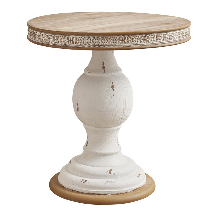 Firwood Rustic White Round Side Table - White