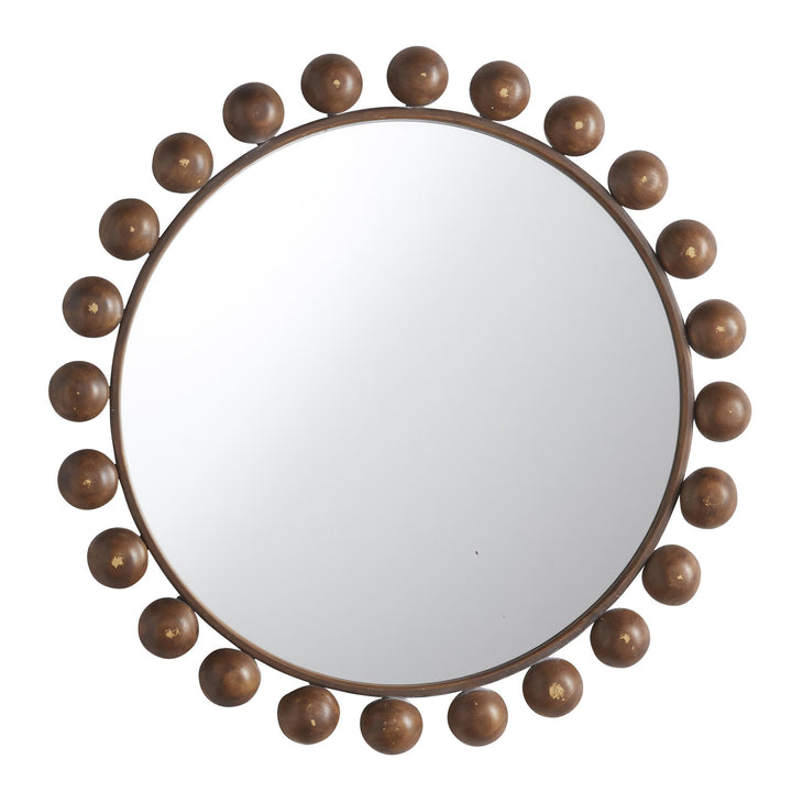 Large Beaded Rim Mirror - Brown
