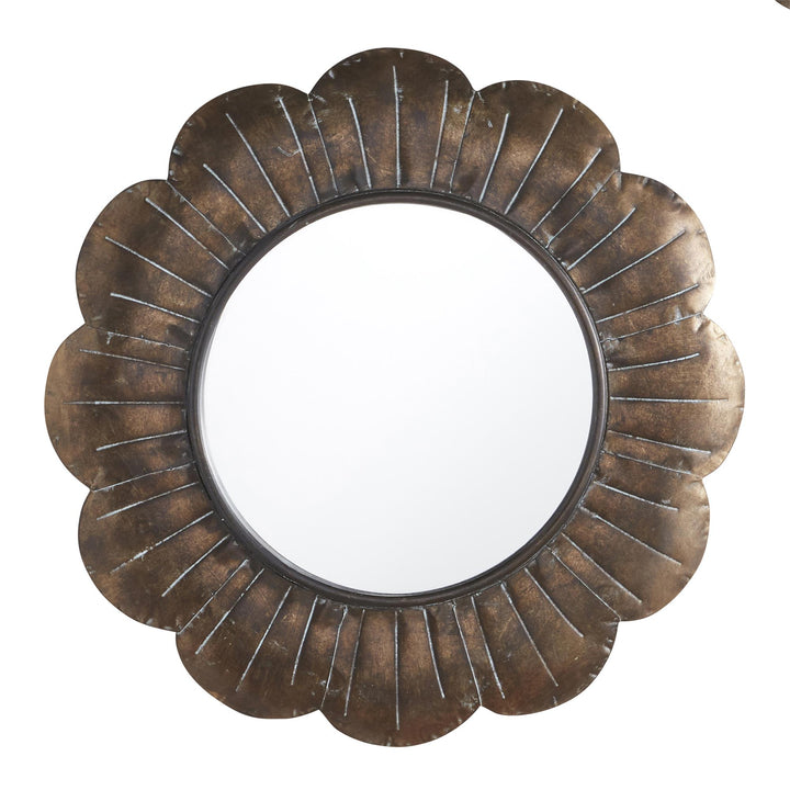Large Floral Shaped Mirror - Bronze