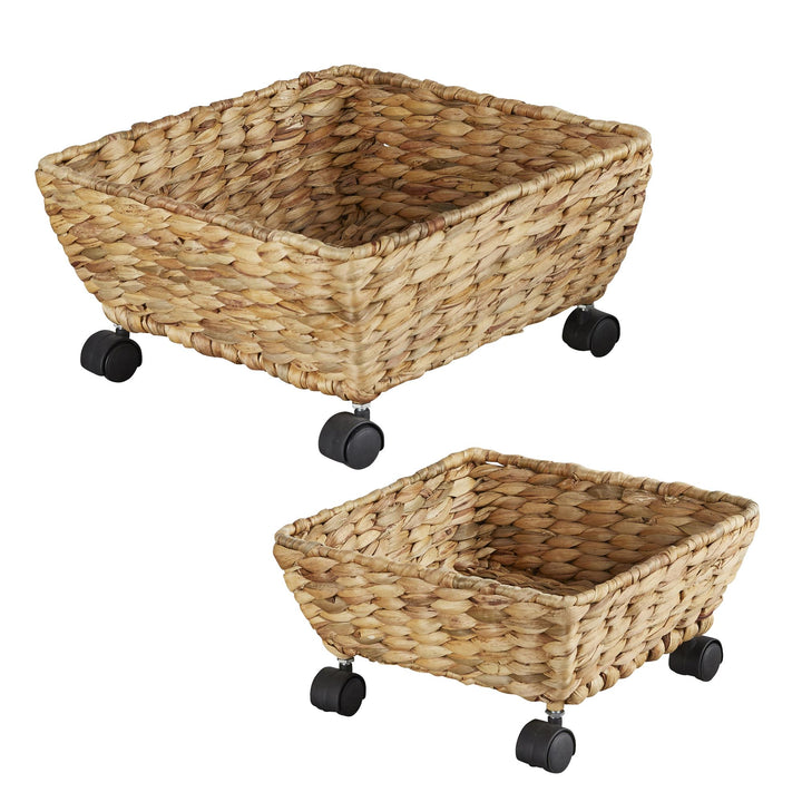 Set of 2 Baskets on Wheels - Wheat