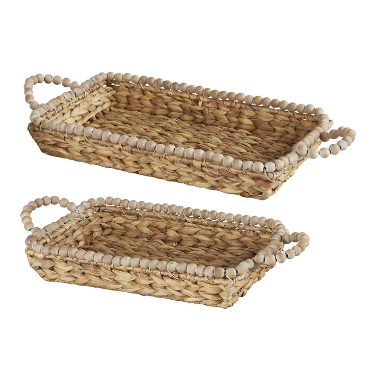 Set of 2 Water Hyacinth Rectangular Baskets - Wheat