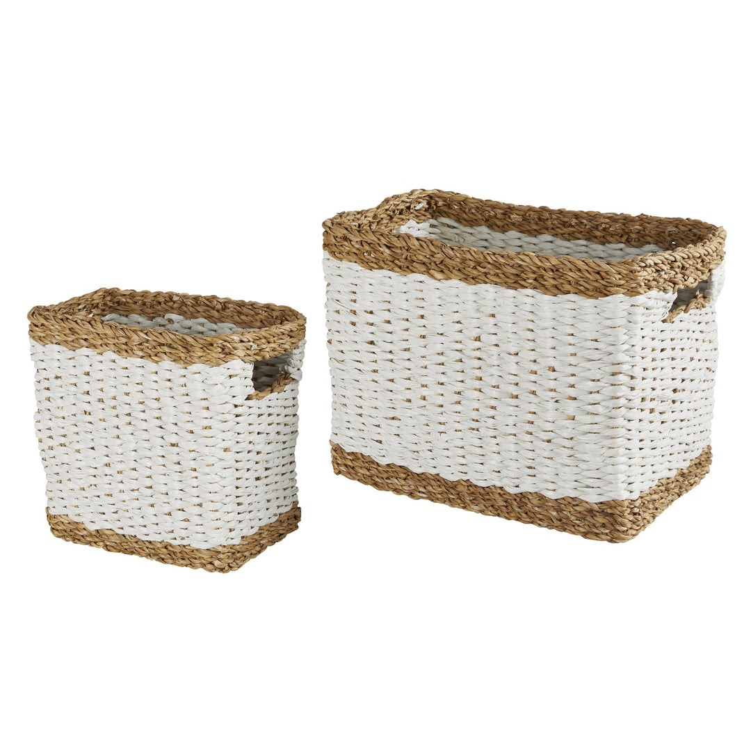 Set of 2 Rectangular Baskets - White