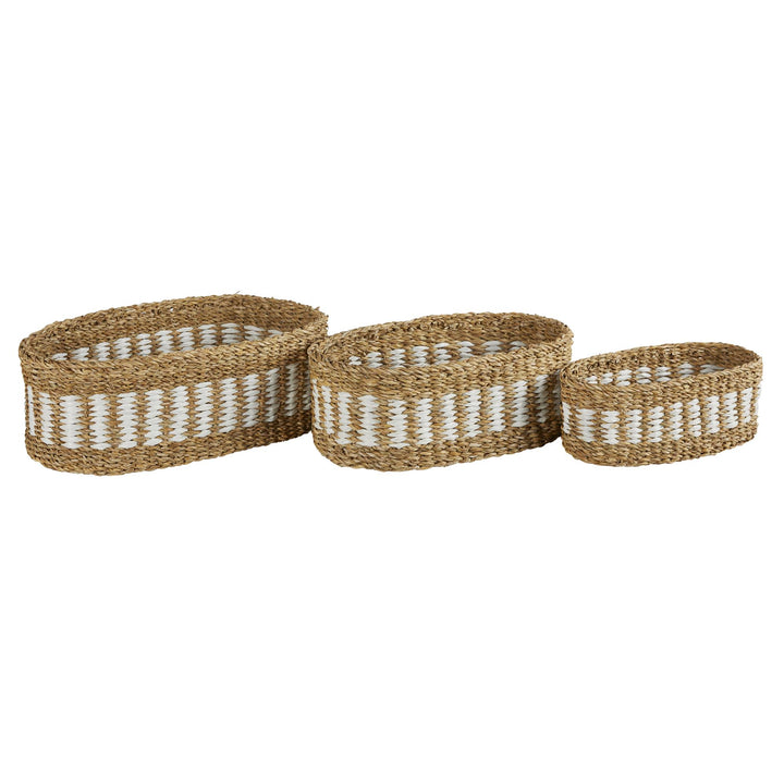 Set of 3 natural oval baskets- Wheat