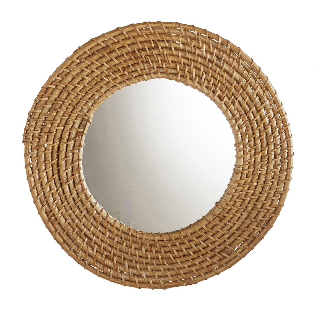 Natural Textured Rattan Round Mirror - Wheat