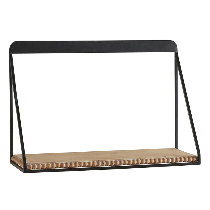 Hanging Shelf with Wood and Beaded Accent - Beige