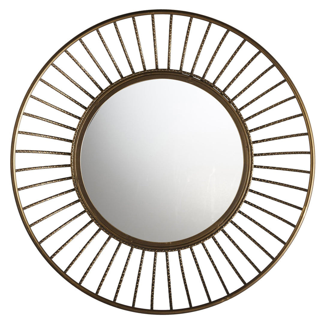Gold Metal Basket Weave Mirror - Brass