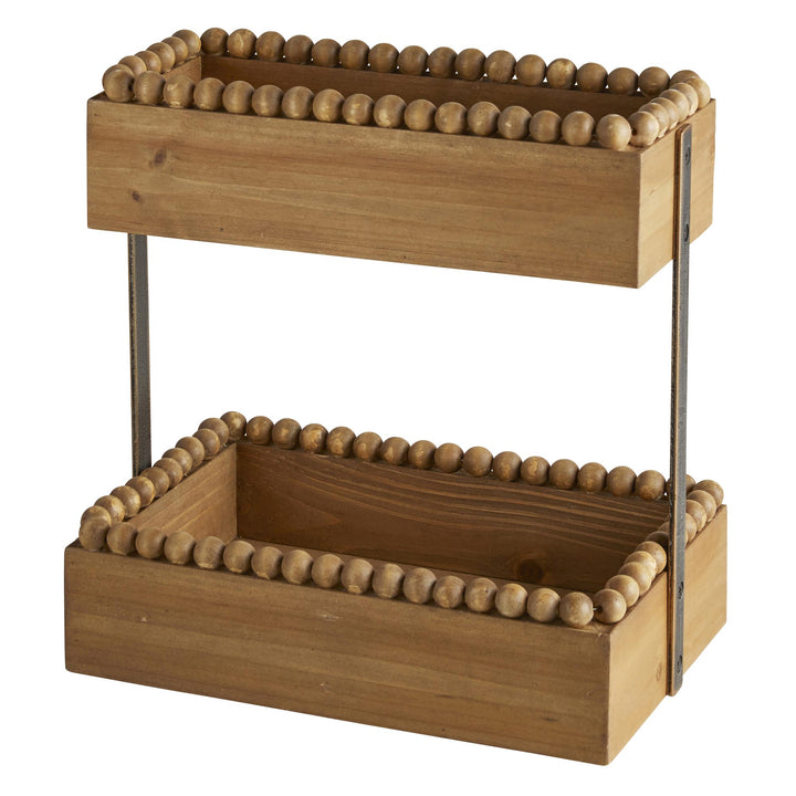 Modern wooden shelving unit with iron accents - Honey