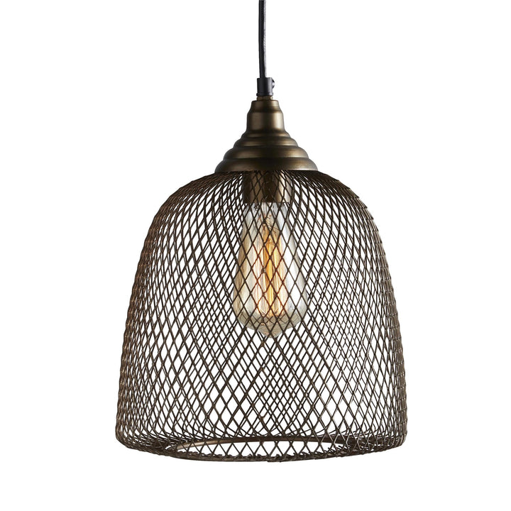 Esporre Bell Shaped Iron Woven Pendant Light - Black Brown