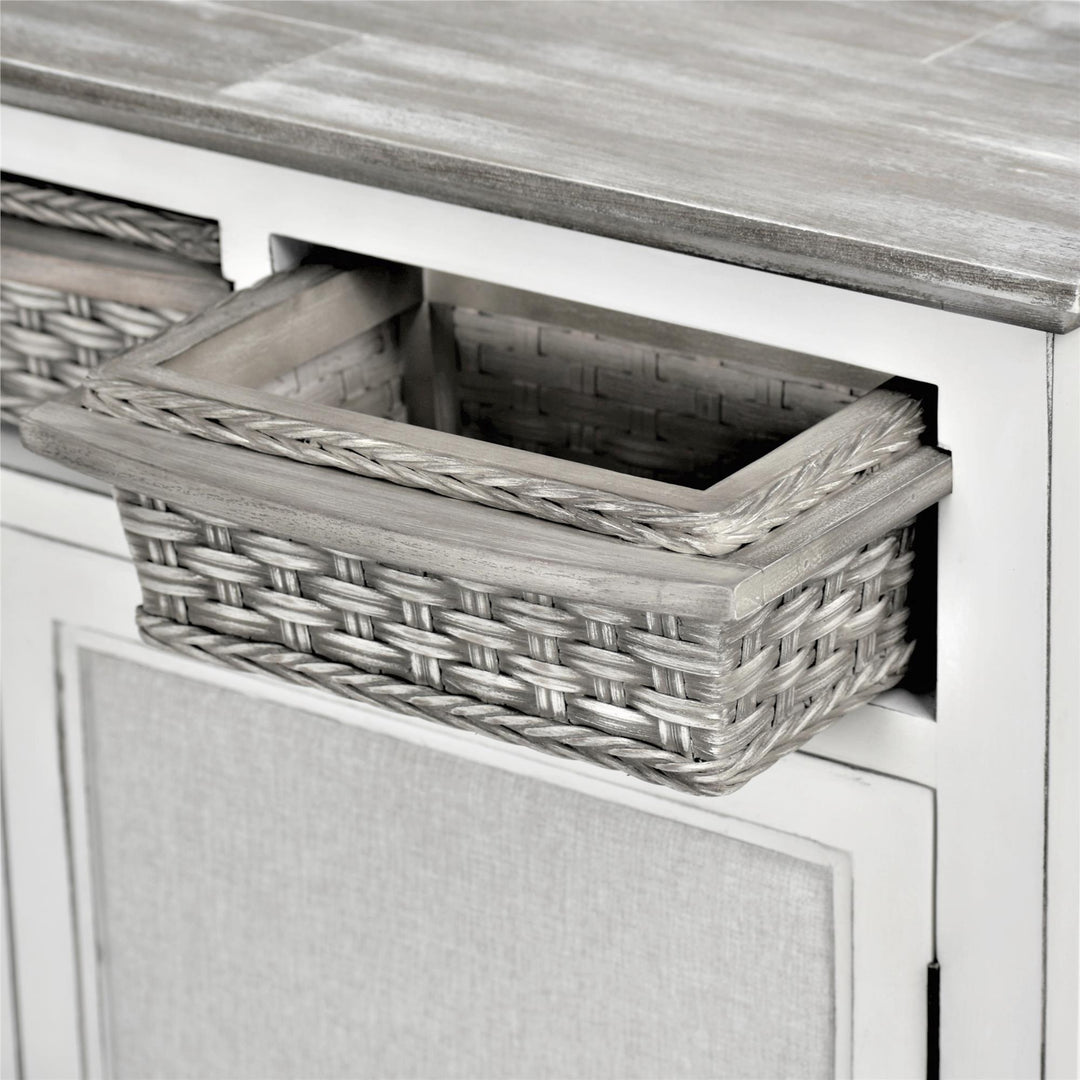 Cabinet with Wire Baskets - White