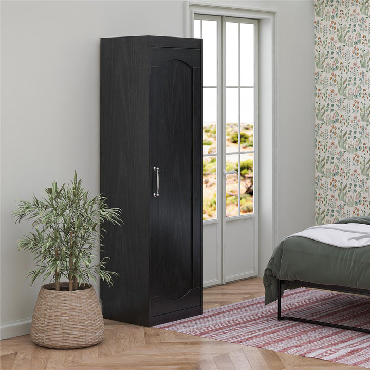 Compact wardrobe with side cabinet -  Black Oak