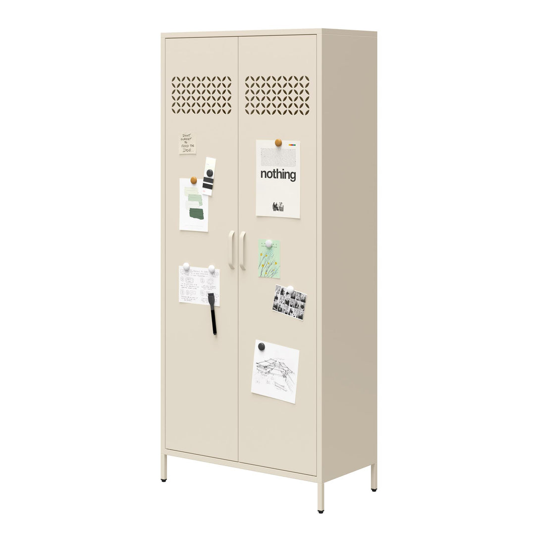Two-door tall metal storage cabinets -  Parchment