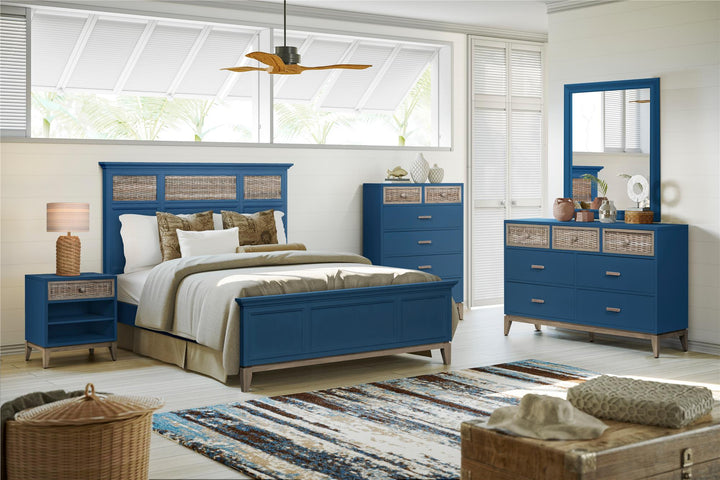 1 drawer Nightstand with shelves - Blue