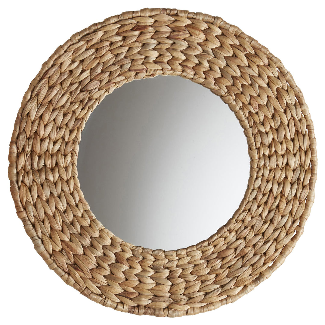 woven round wall mirror- Wheat